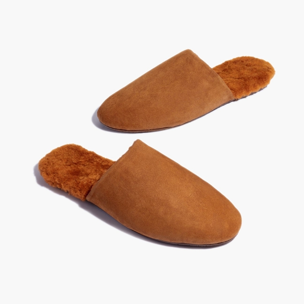 TKEES Ines Shearling Mules in Camel Size 7